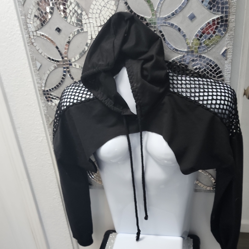 Black Mesh Hoodie Jacket
